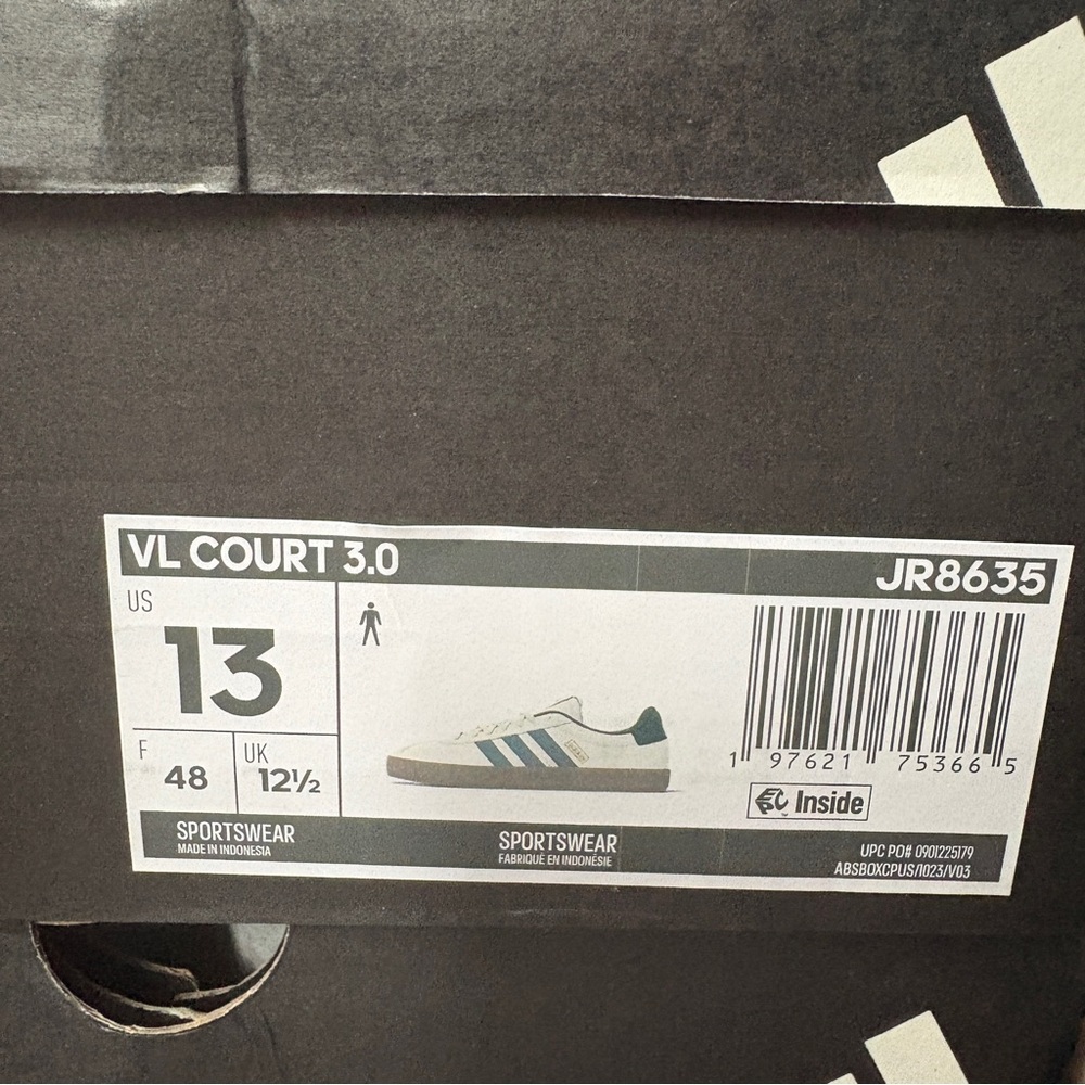 Adidas VL Court 3.0 Sneaker Casual Shoes White Green Teal JR8635 Men's Sz - Picture 11 of 16